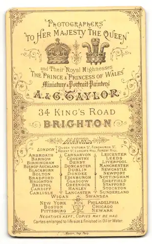 Fotografie A. & G. Taylor, Brighton, Portrait Mann mit Backen- und Oberlippenbart