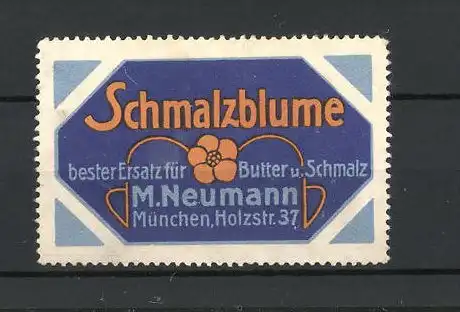 Reklamemarke Schmalzblume M. Neumann, München, Blumenlogo