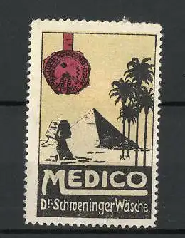 Reklamemarke Medico Dr. Schweninger Wäsche, Sphinx und Pyramide