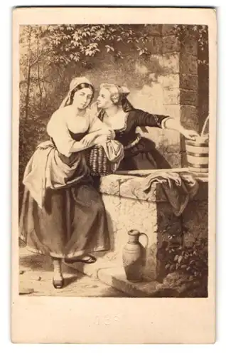 Fotografie Am Brunnen nach Gemälde von Werner, Waschfrauen