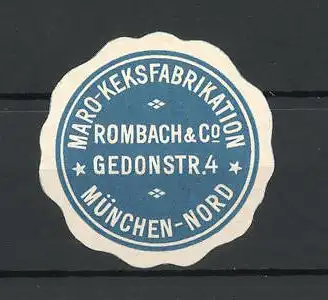 Reklamemarke Maro-Keksfabrikation Rombach & Co, München-Nord