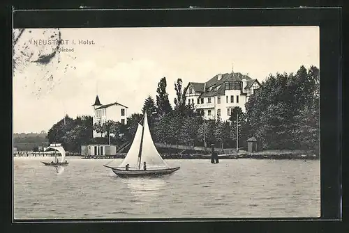 AK Neustadt, Hotel Marienbad am Wasser mit Seegelbooten