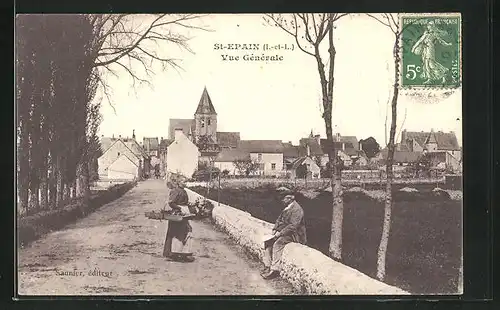 AK St-Epain, Strassenpartie am Ortseingang