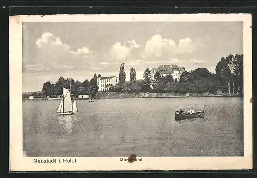 AK Neustadt, Marienbad mit Ruder- und Segelboot