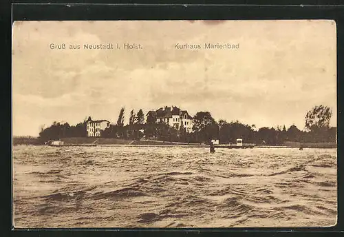 AK Neustadt, Kurhaus Marienbad vom Wasser aus