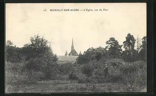 AK Romilly-sur-Aigre, L`Eglise, vue du Parc