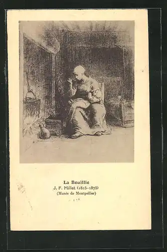 Künstler-AK sign. J. F. Millet: La Bouille, Frau füttert ihr Kind