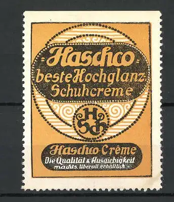 Reklamemarke Haschco Hochglanz-Schuhcreme, Firma Haschco, Firmensiegel