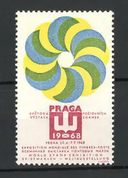 Reklamemarke Praga, Exposition Mondiale des Timbes-Poste 1968, Messelogo