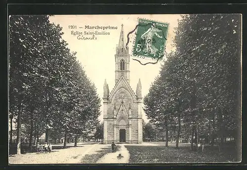 AK Marcheprime, Ortspartie Eglise Saint-emilion mit Bäumen