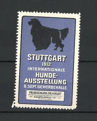 Reklamemarke Stuttgart, Internationale Hunde-Ausstellung 1912, Ansicht einers Schnauzers