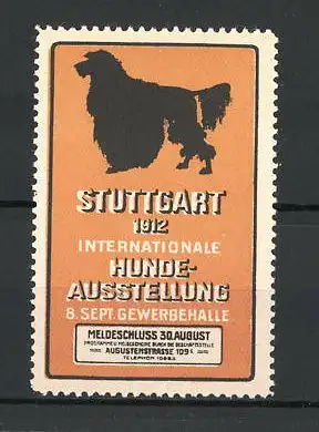 Reklamemarke Stuttgart, Internationale Hundeausstellung 1912, Ansicht eines Schnauzers