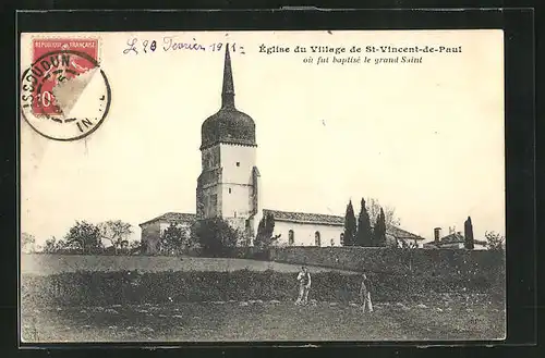AK St-Vincent-de-Paul, Eglise du Village ou fut baptise le grand Saint