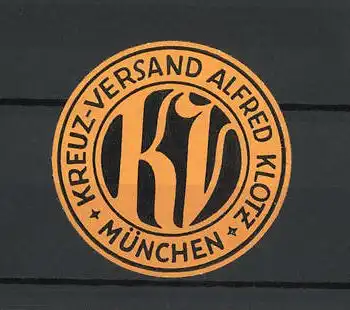 Reklamemarke Kreuz-Versand Alfred Klotz, München, Firmenlogo