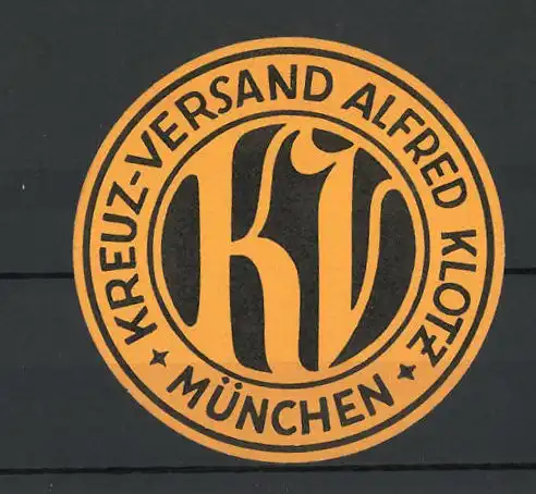 Präge-Reklamemarke Kreuz-Versand Alfred Klotz, München, Firmenlogo