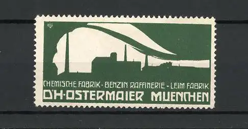 Reklamemarke Leimfabrik Dr. H. Ostermaier München, Ortsansicht