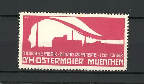 Reklamemarke Leimfabrik Dr. H. Ostermaier München, Ortsansicht