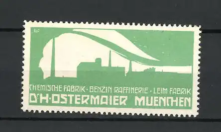 Reklamemarke Leimfabrik Dr. H. Ostermaier München, Ortsansicht