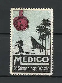 Reklamemarke Medico, Dr. Schweninger Wäsche, Sphinx und Pyramide