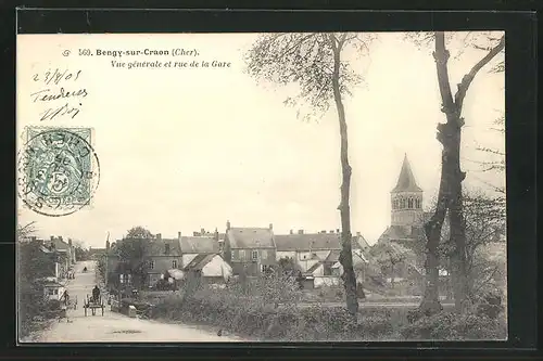 AK Bengy-sur-Craon, Vue generale et rue de la Gare