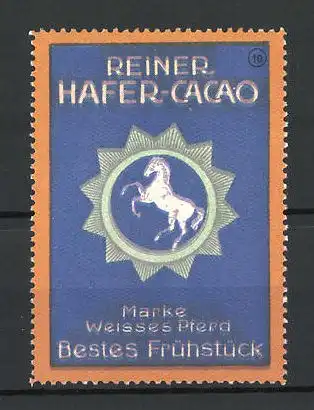 Reklamemarke reiner Hafer-Cacao der Marke Weisses Pferd, Firmensiegel