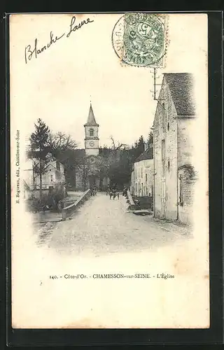 AK Chamesson-sur-Seine, L`Eglise, Blick zur Kirche