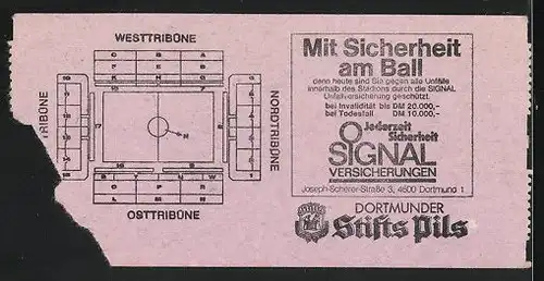 Eintrittskarte Dortmund, Bundesliga-Fussballspiel Borussia Dortmund vs 1860 München, 1980 /81