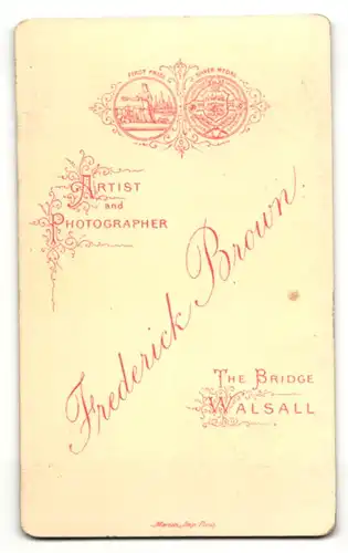 Fotografie F. Brown, Walsall, Portrait stattlicher Herr mit Kotelettenbart