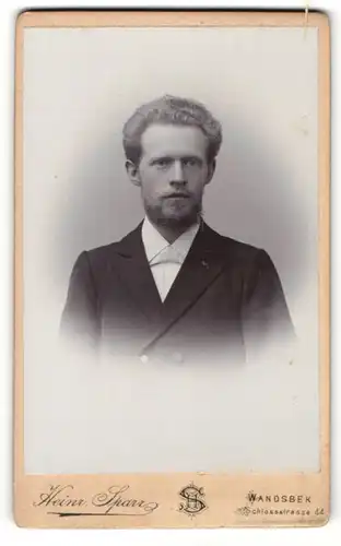 Fotografie Heinrich Sparr, Wandsbek, Portrait junger Mann mit Vollbart im Anzug