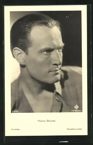 AK Hans Stüwe, Profilportrait des Schauspielers