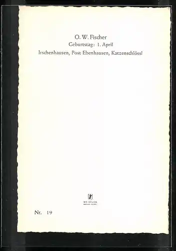 AK Schauspieler O. W. Fischer mit ernstem Gesicht