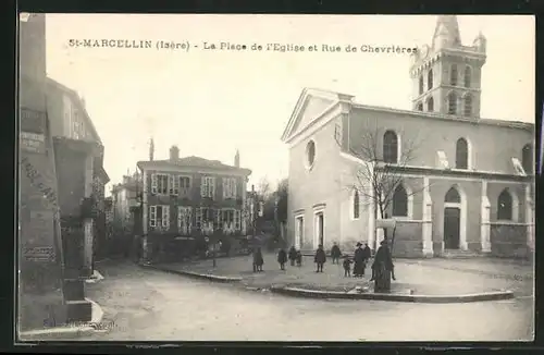 AK St.-Marcellin, La Place de l`Eglise et Rue de Chevrieres