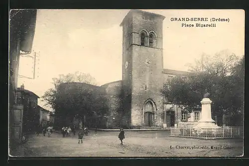 AK Grand-Serre, Place Bizarelli, Bizarelli-Platz mit Kirche