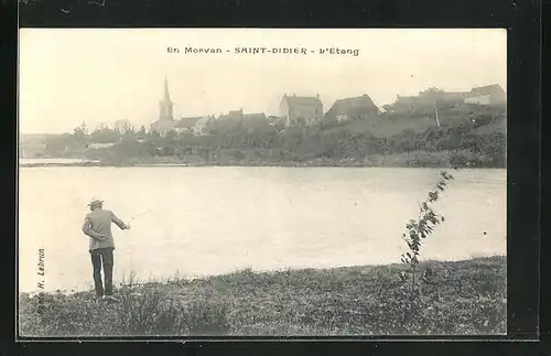 AK Saint-Didier, L'Etang, Uferpartie mit Blick zum Ort