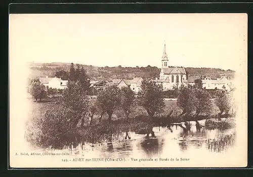 AK Aisey-sur-Seine, Vue generale et Bords de la Seine