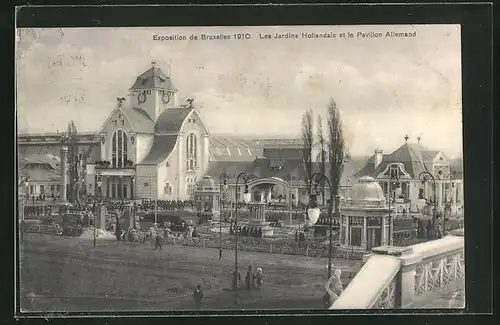 AK Brüssel, Exposition de Bruxelles 1910, Les Jardins Hollandais et le Pavillon Allemand