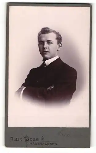 Fotografie Albr. Dose, Hadersleben, Portrait junger Mann mit charmantem Blick im Anzug