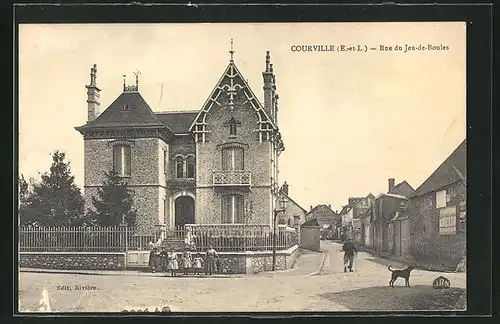 AK Courville, Rue du Jeu-de-Boules, Partie im Ort