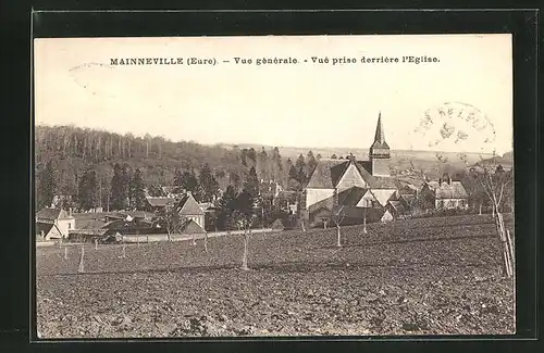 AK Mainneville, vue generale, vue prise derriere l'Eglise