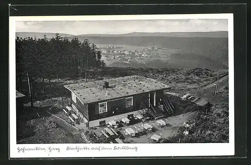 AK Hahnenklee / Harz, Blockhütte auf dem Bocksberg