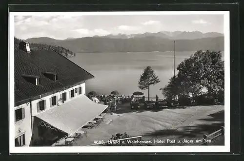 AK Urfeld am Walchensee, Hotel Post und Kurhaus Jäger am See