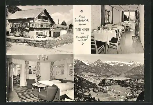 AK Tiefenbach / Allgäu, Hotel Haus Trettachblick, Innen- und Aussenansicht