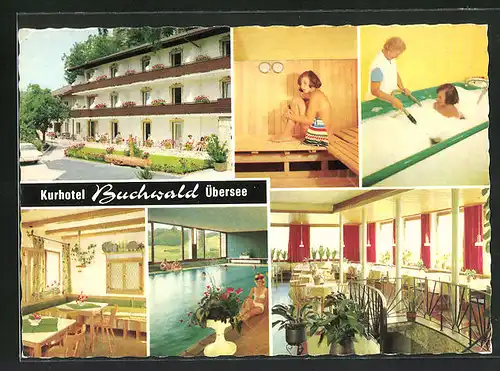 AK Übersee-Feldwies / Chiemsee, Hotel Buchwald, Innen- und Aussenansicht