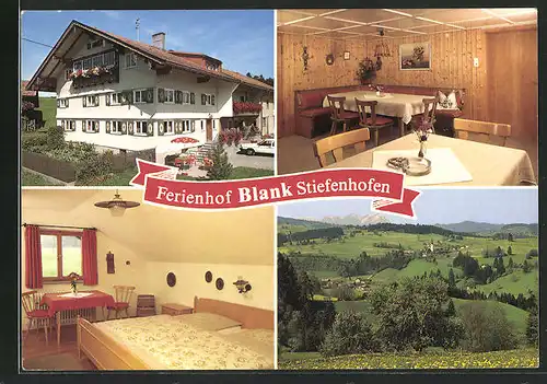 AK Stiefenhofen, Ferienhof Blank, Innenansichten Schlafzimmer und Gastraum