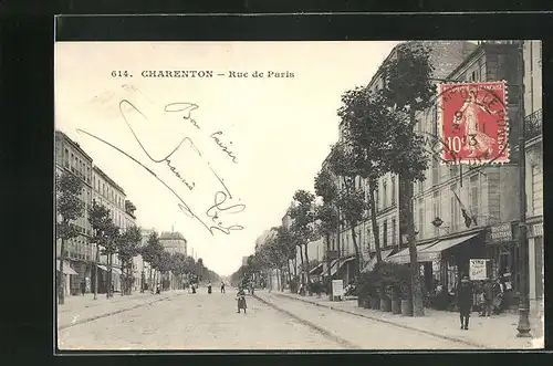 AK Charenton, Rue de Paris, Strassenpartie