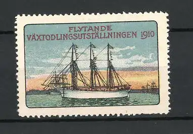 Reklamemarke Flystande, Växtodlingsutställningen 1910, Segelschiff
