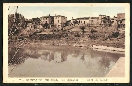 AK Saint-Antoine-sur-L`Isle, Bord de l`Isle, Panorama vom Ufer aus