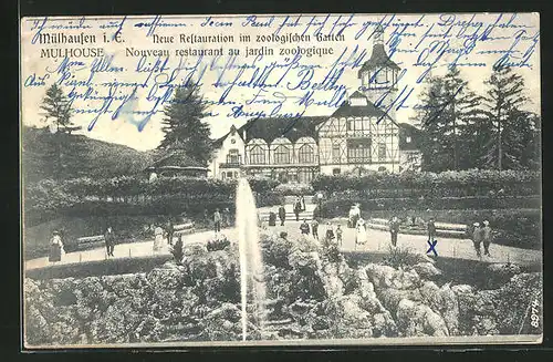 AK Mülhausen i. E. / Mulhouse, Neue Restauration im zoologischen Garten