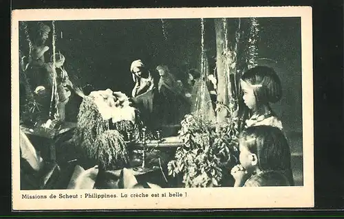 AK Philippinische Mädchen beim Gebet in einer Missionskirche