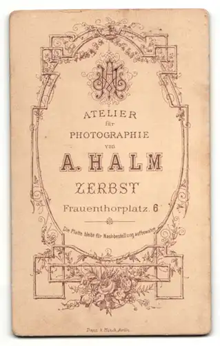 Fotografie A. Halm, Zerbst, Portrait stattlicher betagter Herr im Jackett